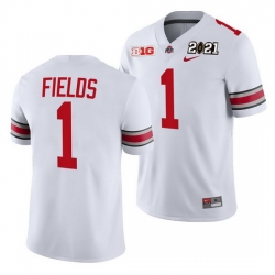 Ohio State Buckeyes Justin Fields White 2021 Sugar Bowl Champions College Football Playoff College Football Playoff Jersey 0