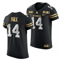 Ohio State Buckeyes K.J. Hill Black 2021 College Football Playoff Championship Golden Authentic Jersey