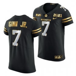 Ohio State Buckeyes Ted Ginn Jr. Black 2021 College Football Playoff Championship Golden Authentic Jersey