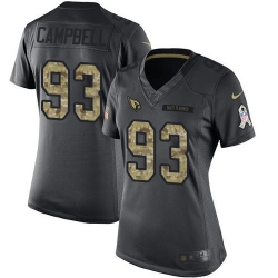Nike Cardinals #93 Calais Campbell Black Womens Stitched NFL Limited 2016 Salute to Service Jersey