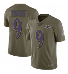 Mens Nike Baltimore Ravens 9 Justin Tucker Limited Olive 2017 Salute to Service NFL Jersey