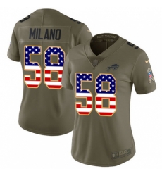 Women's Nike Buffalo Bills #58 Matt Milano Limited Olive USA Flag 2017 Salute to Service NFL Jersey