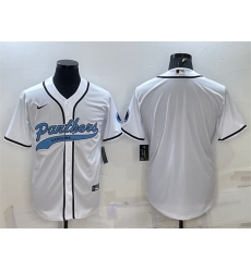 Men Carolina Panthers Blank White With Patch Cool Base Stitched Baseball Jersey