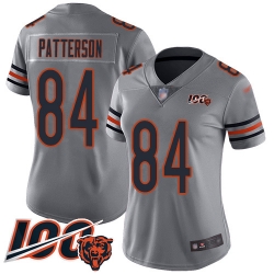 Women Chicago Bears 84 Cordarrelle Patterson Limited Silver Inverted Legend 100th Season Football Jersey