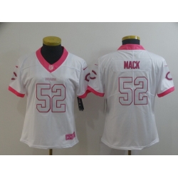 Women Nike Bears 52 Khalil Mack White Pink Rush Limited Jersey