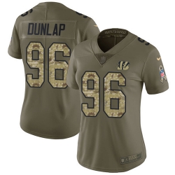 Nike Bengals #96 Carlos Dunlap Olive Camo Womens Stitched NFL Limited 2017 Salute to Service Jersey