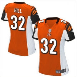 Women Nike Bengals #32 Jeremy Hill Orange Alternate Stitched NFL Elite Jersey