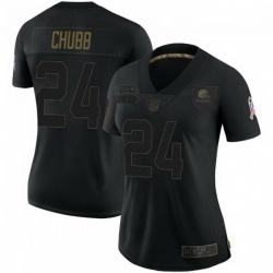 Women Cleveland Browns 24 Nick Chubb Black 2020 Salute To Service Jersey
