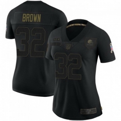 Women Cleveland Browns 32 Jim Brown 2020 Salute To Service Limited Jersey