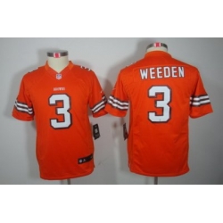 Nike Youth NFL Cleveland Browns #3 Brandon Weeden Orange Color[Youth Limited Jerseys]