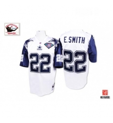Mitchell and Ness Dallas Cowboys 22 Emmitt Smith Authentic White 75TH Patch Throwback NFL Jersey