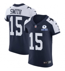 Nike Cowboys 15 Devin Smith Navy Blue Thanksgiving Men Stitched With Established In 1960 Patch NFL Vapor Untouchable Throwback Elite Jersey