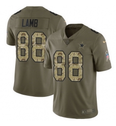 Nike Cowboys 88 CeeDee Lamb Olive Camo Men Stitched NFL Limited 2017 Salute To Service Jersey
