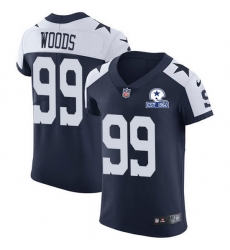 Nike Cowboys 99 Antwaun Woods Navy Blue Thanksgiving Men Stitched With Established In 1960 Patch NFL Vapor Untouchable Throwback Elite Jersey