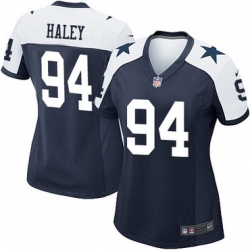 Women Dallas Cowboys #94 Charles Haley Navy Blue Thanksgiving Retired Player NFL Nike Game Jersey