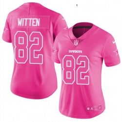 Womens Nike Dallas Cowboys 82 Jason Witten Limited Pink Rush Fashion NFL Jersey