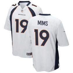 Men Denver Broncos 19 Marvin Mims Jr  White Stitched Game Football Jersey