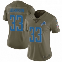 Womens Nike Detroit Lions 33 Kerryon Johnson Limited Olive 2017 Salute to Service NFL Jersey