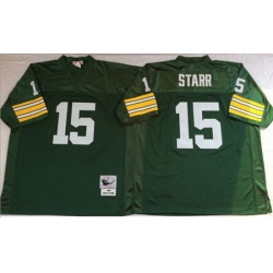 Mitchell&Ness 1969 Packers 15 Bart Starr Green Throwback Stitched NFL Jersey
