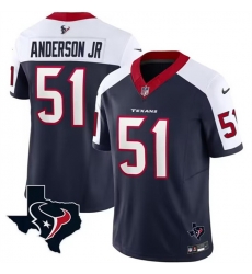Men Houston Texans 51 Will Anderson Jr  White Navy 2023 F U S E  Vapor Untouchable Limited Stitched Football Jersey