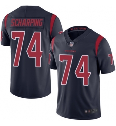 Texans 74 Max Scharping Navy Blue Men Stitched Football Limited Rush Jersey