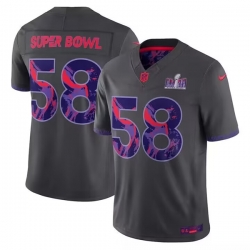 Men 58 Super Bowl LVIII Patch 2024 Anthracite F U S E  Vapor Untouchable Limited Stitched Football Jersey