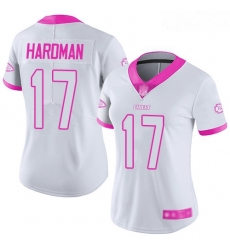 Chiefs #17 Mecole Hardman White Pink Women Stitched Football Limited Rush Fashion Jersey