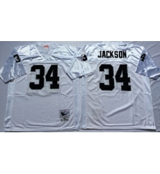 Men Las Vegas Raiders 34 Bo Jackson White M&N Throwback Jersey