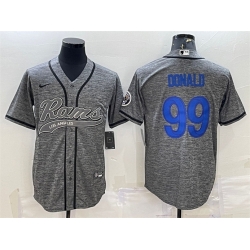 Men Los Angeles Rams 99 Aaron Donald Grey With Patch Cool Base Stitched Baseball Jersey