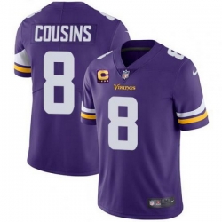 Men Minnesota Vikings 8 Kirk Cousins 2022 Purple With 4 Star C Patch Vapor Untouchable Limited Stitched Jersey