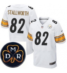 Men's Nike Pittsburgh Steelers #82 John Stallworth Elite White NFL MDR Dan Rooney Patch Jersey
