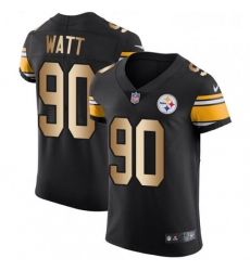 Mens Nike Pittsburgh Steelers 90 T J Watt Elite BlackGold Team Color NFL Jersey