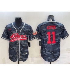 Men San Francisco 49ers 11 Brandon Aiyuk Grey Red Camo With Patch Cool Base Stitched Baseball Jersey