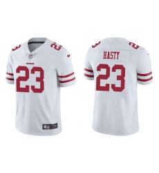 Men San Francisco 49ers 23 JaMycal Hasty 2021 White Vapor Untouchable Limited Stitched Jersey