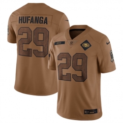 Men San Francisco 49ers 29 Talanoa Hufanga 2023 Brown Salute To Service Limited Stitched Football Jersey