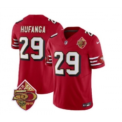 Men San Francisco 49ers 29 Talanoa Hufanga Red 2023 F U S E  50th Patch Throwback Stitched Football Jersey
