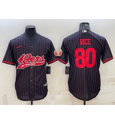 Men San Francisco 49ers 80 Jerry Rice Black With Patch Cool Base Stitched Baseball Jersey