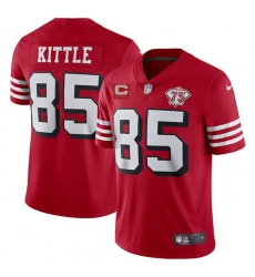 Men San Francisco 49ers 85 George Kittle 2021 Red With C Patch 75th Anniversary Vapor Untouchable Limited Stitched jersey