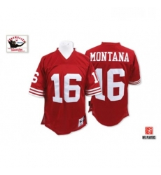 Mitchell and Ness San Francisco 49ers 16 Joe Montana Authentic Red Team Color Throwback NFL Jersey