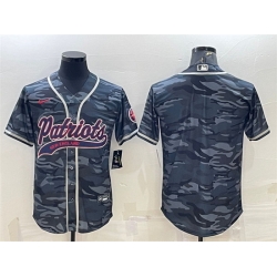 Men New England Patriots Blank Grey Camo With Patch Cool Base Stitched Baseball Jersey