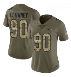 Seahawks #90 Jadeveon Clowney Olive Camo Women Stitched Football Limited 2017 Salute to Service Jersey