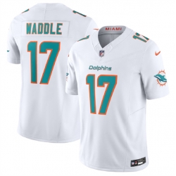 Men Miami Dolphins 17 Jaylen Waddle White 2023 F U S E Vapor Limited Stitched Football Jersey