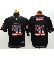Nike Miami Dolphins 91 Cameron Wake Black Elite USA Flag Fashion NFL Jersey