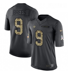 Mens Nike New Orleans Saints 9 Drew Brees Limited Black 2016 Salute to Service NFL Jersey