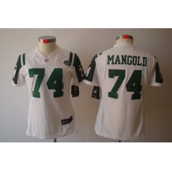 Women Nike NFL New York Jets 74# Nick Mangold White Color[NIKE LIMITED Jersey]
