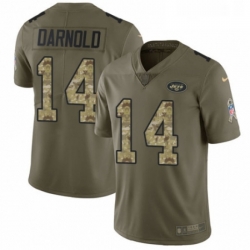 Youth Nike New York Jets 14 Sam Darnold Limited OliveCamo 2017 Salute to Service NFL Jersey