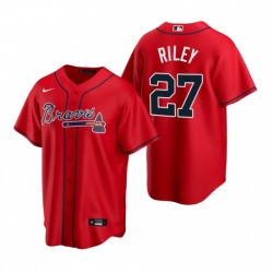 Youth Atlanta Braves 27 Austin Riley Cool Base MLB Stitched Jersey Red