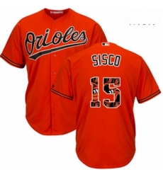 Mens Majestic Baltimore Orioles 15 Chance Sisco Authentic Orange Team Logo Fashion Cool Base MLB Jersey 
