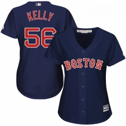 Womens Majestic Boston Red Sox 56 Joe Kelly Replica Navy Blue Alternate Road MLB Jersey