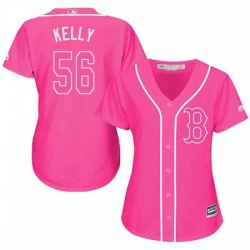 Womens Majestic Boston Red Sox 56 Joe Kelly Replica Pink Fashion MLB Jersey